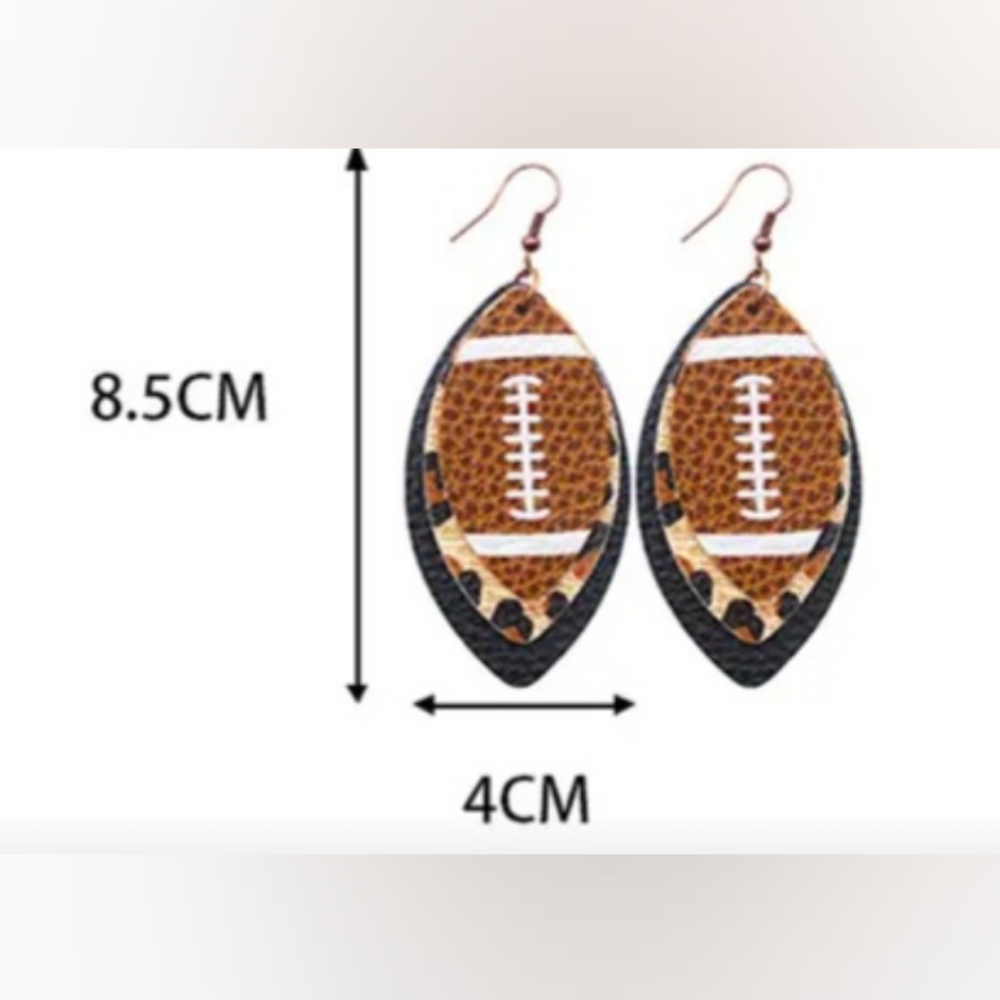 Football Faux Leather Double Sided Earrings - Picture 2 of 2